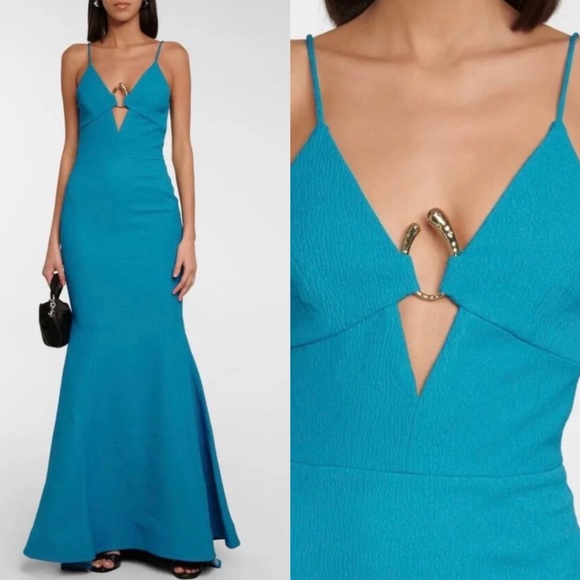 Rebecca Vallance Diana Embellished Cutout Gown in Blue